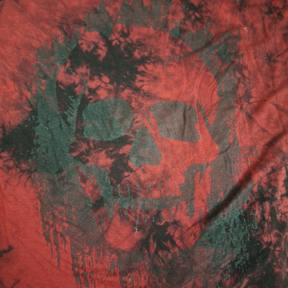 Sold -- Hot Topic Red Black Tie Dye Skull Mesh Illusion Tank M - Picture 3 of 6